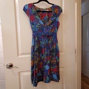 DEREK HEART Capped Sleeve V-Neck Cinched Waist Sundress